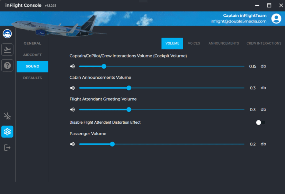 Le vol introduit le module sonore pour MSFS