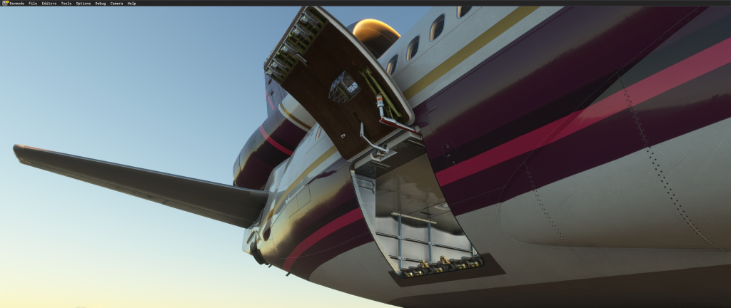 Porte de chargement MD-11 ouverte sur la rampe