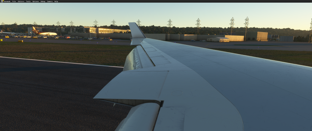 TFDI Design MD-11 Vue d'aile sur la piste