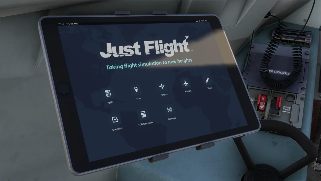 Dans SIM View de Just Flight's Fokker F100 / F70 New EFB (Electronic Flight Sac)