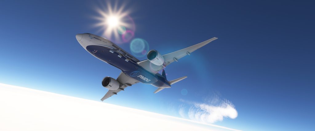 PMDG Boeing 777 200LR au niveau de la croisière avec les trails de Pack de SimFX Immersion Pack parallèle 42
