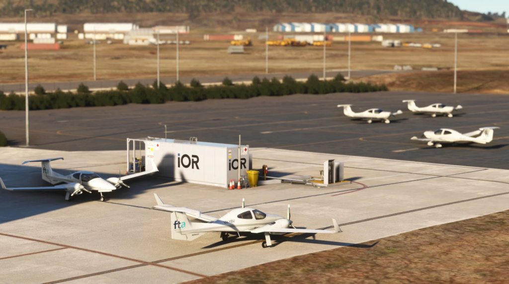 Les avions en diamant de FTA sont assis sur le tablier de l'aéroport de Wellcamp, conçu par auscène.