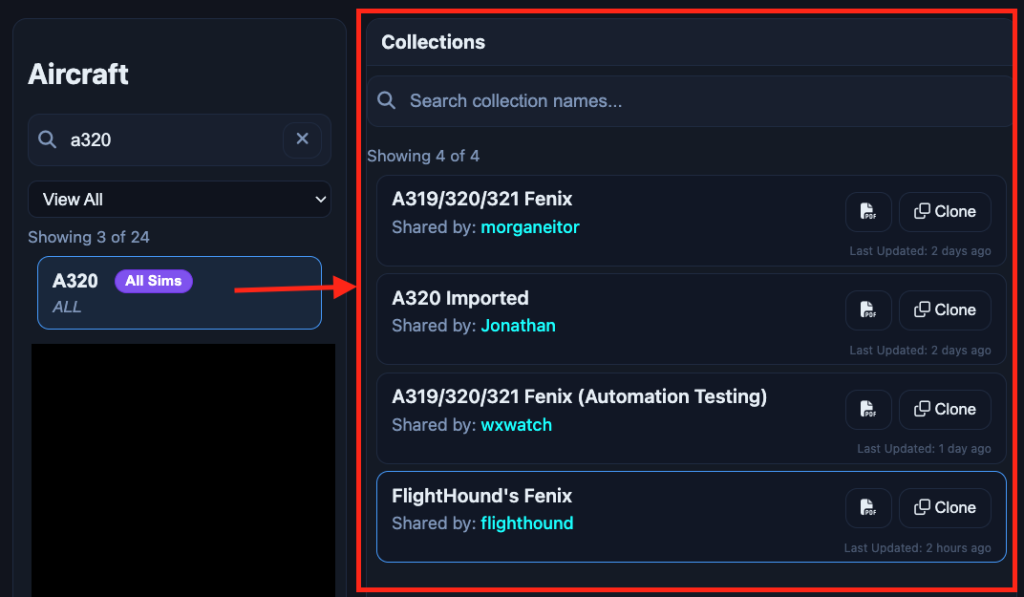 SayIntentions AI Liste de contrôle Page de gestion des aéronefs du tuner