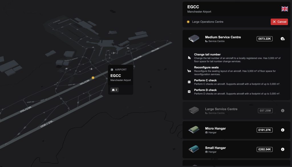 Les infrastructures au sol peuvent désormais être construites dans la V2 de FSCharter.