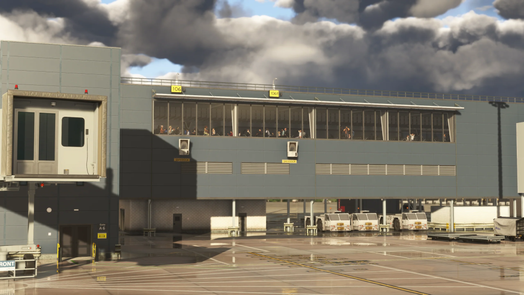 Le Terminal 2 nouvellement développé, dans Microsoft Flight Simulator 2024.