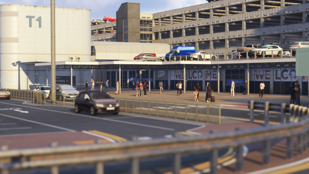 Les modèles côté piste incluent des voitures, des personnes et des GSE très détaillés.