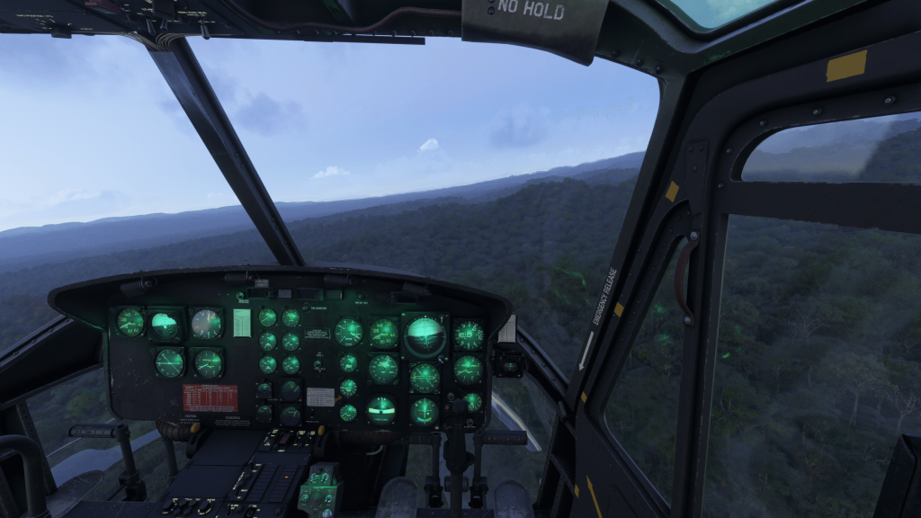 Vue du cockpit du Bell UH-1H pour MSFS2024.