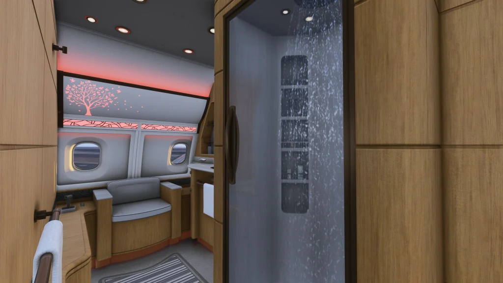 Vue intérieure de la cabine du 340 VIP d'inibuilds pour MSFS 2024