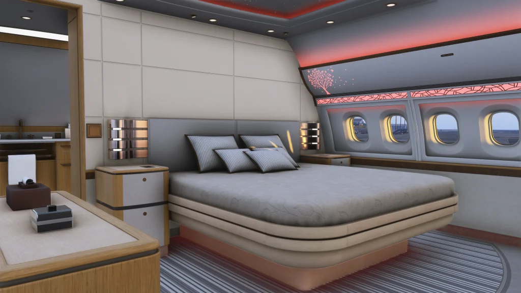 Vue intérieure de la cabine du 340 VIP d'inibuilds pour MSFS 2024