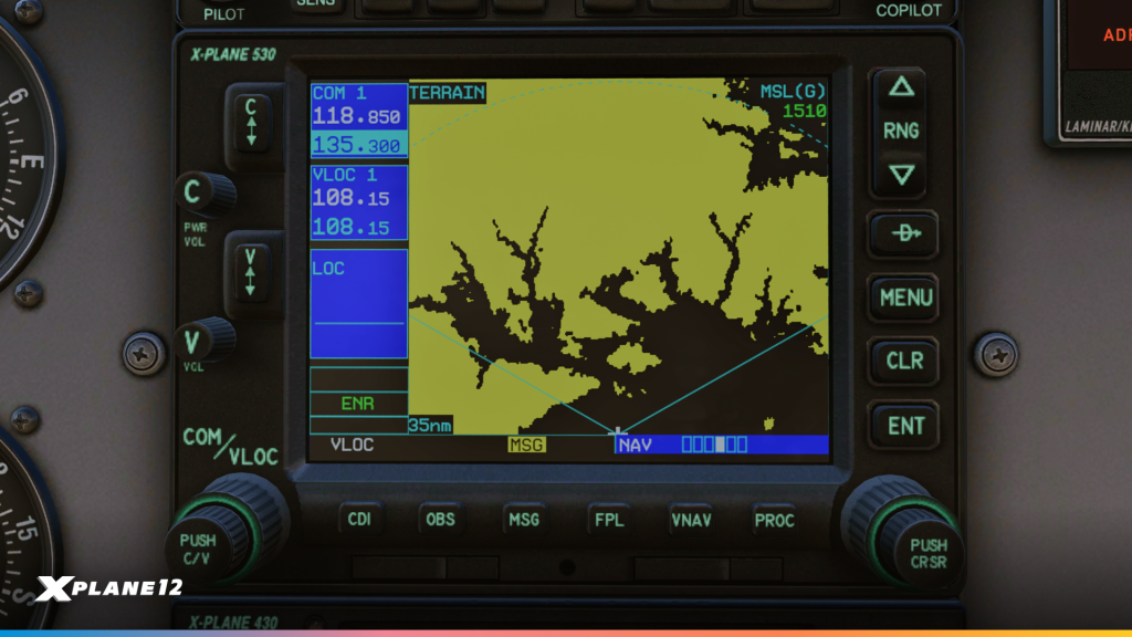 Écran de navigation du X530