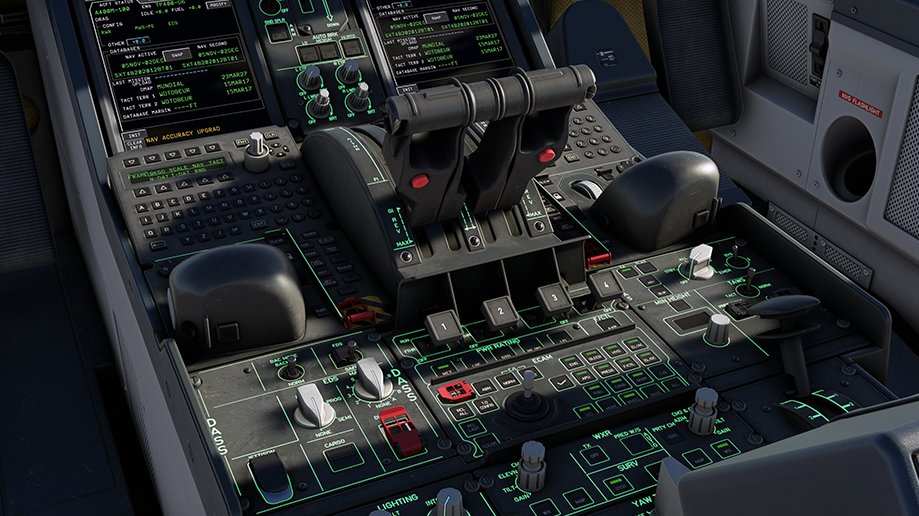 Commandes du cockpit de l'Airbus A400M Atlas dans Microsoft Flight Simulator 2020