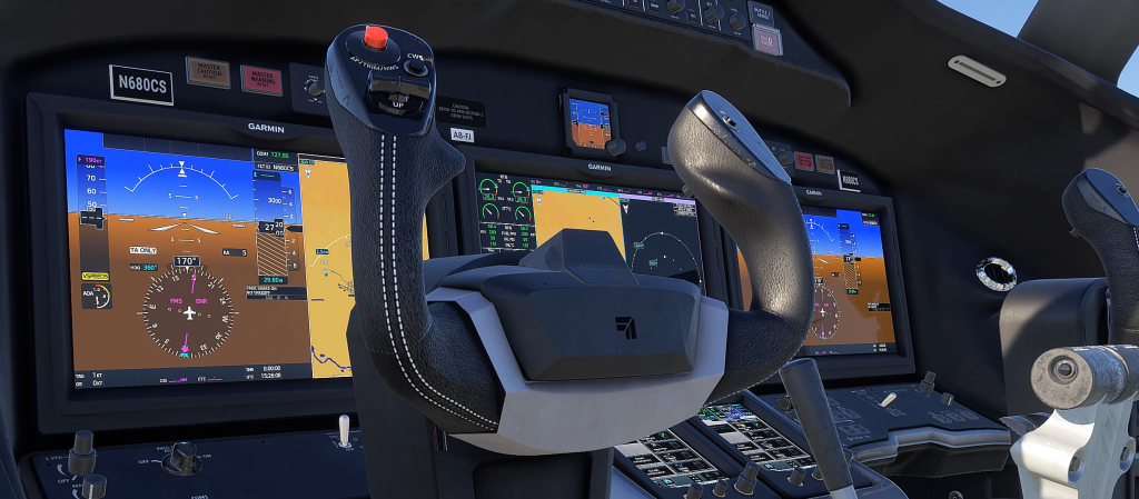 Poste de pilotage Garmin G5000 détaillé du Cessna Citation C680 Sovereign+ dans MSFS