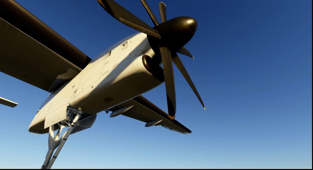 Détails du turbopropulseur et de l'hélice du Majestic Dash 8 Q400 dans Microsoft Flight Simulator