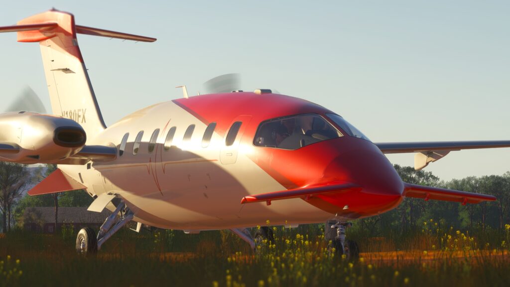 Intérieur de la cabine passagers FlightFX Piaggio P.180 Avanti II dans Microsoft Flight Simulator 2024