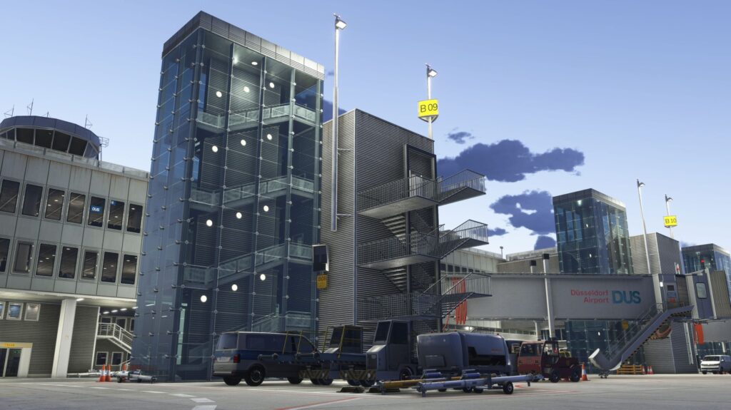 Aérogares de l'aéroport de Düsseldorf (EDDL) dans la scène Microsoft Flight Simulator de MK Studios