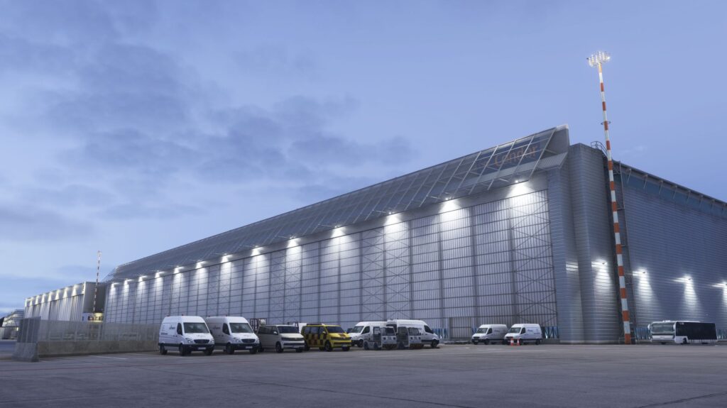 Bâtiments aéroportuaires détaillés inclus dans la scène de l'aéroport de MK Studios Düsseldorf pour MSFS