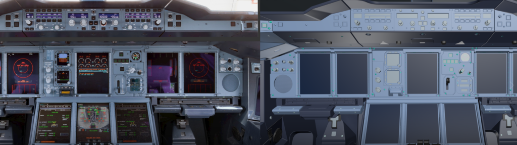 Poste de pilotage de l'Airbus A380 dans l'aperçu du développement de Microsoft Flight Simulator 2024 iniBuilds