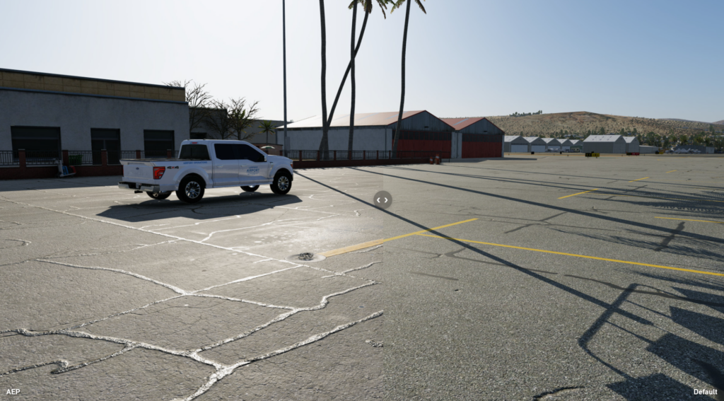 Comparaison des textures de sol par défaut et améliorées dans le package d'amélioration de l'aéroport pour X-Plane