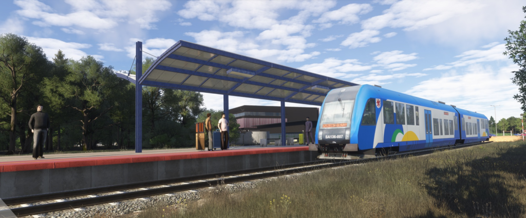 Connexion à la gare de l'aéroport de Szczecin EPSC dans la scène Microsoft Flight Simulator