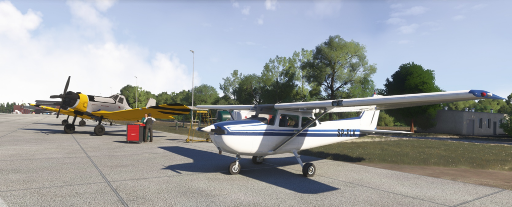 Avions de l'aviation générale à l'aéroport EPSC de Szczecin dans le décor MSFS par Drzewiecki Design