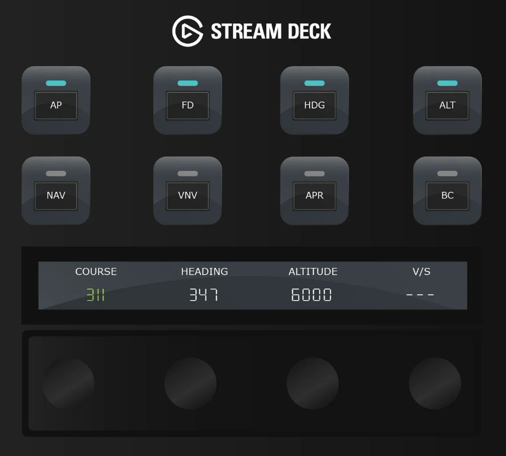 Disposition du pilote automatique Flight Panels Stream Deck pour Cessna 172 G1000 dans X-Plane 12