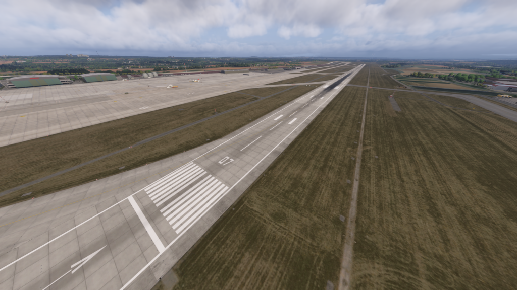 Aerosoft Stuttgart Airport piste 07 marquages d'approche MSFS 2024 paysage piste détail textures Allemagne
