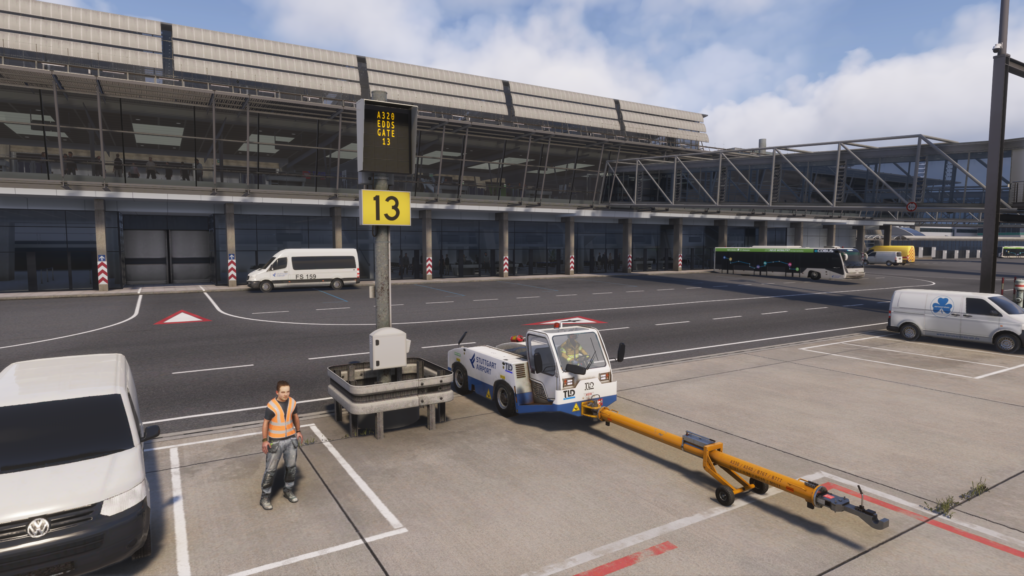 Support de véhicule de refoulement d'équipement de service au sol de l'aéroport de Stuttgart d'Aerosoft 13 Détail du paysage de Microsoft Flight Simulator 2024