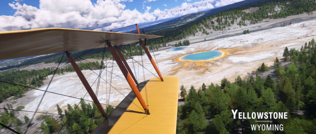 Paysages géothermiques du parc national de Yellowstone dans Microsoft Flight Simulator 2024 World Update 22