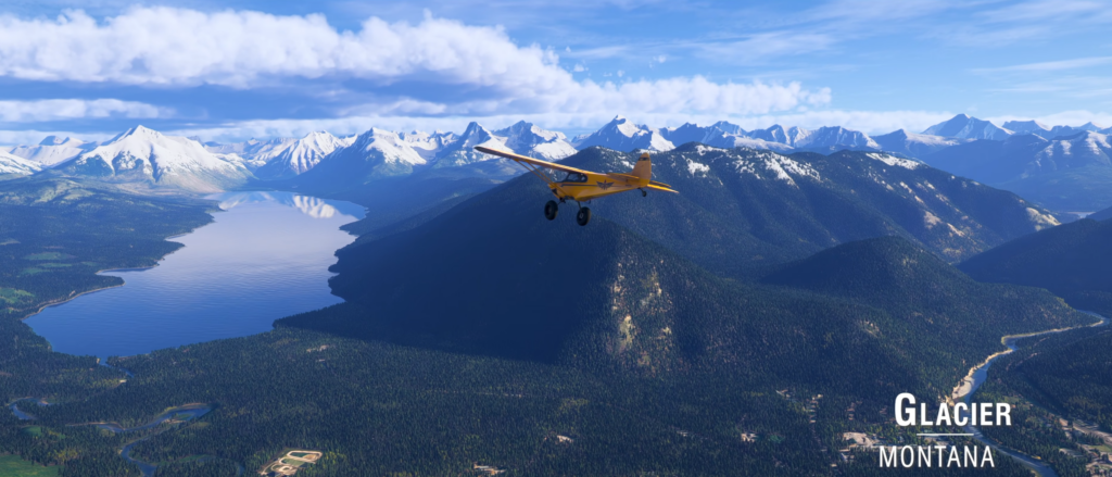 Les montagnes et les lacs du parc national des Glaciers présentés dans la mise à jour mondiale 22 de Microsoft Flight Simulator 2024