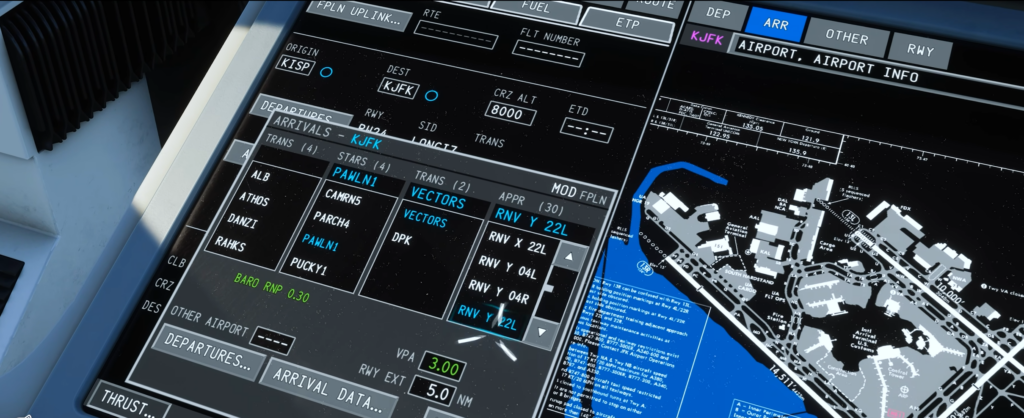 Synaptic A220 FMS avec procédures LPV et approches RNP-AR dans MSFS 2024