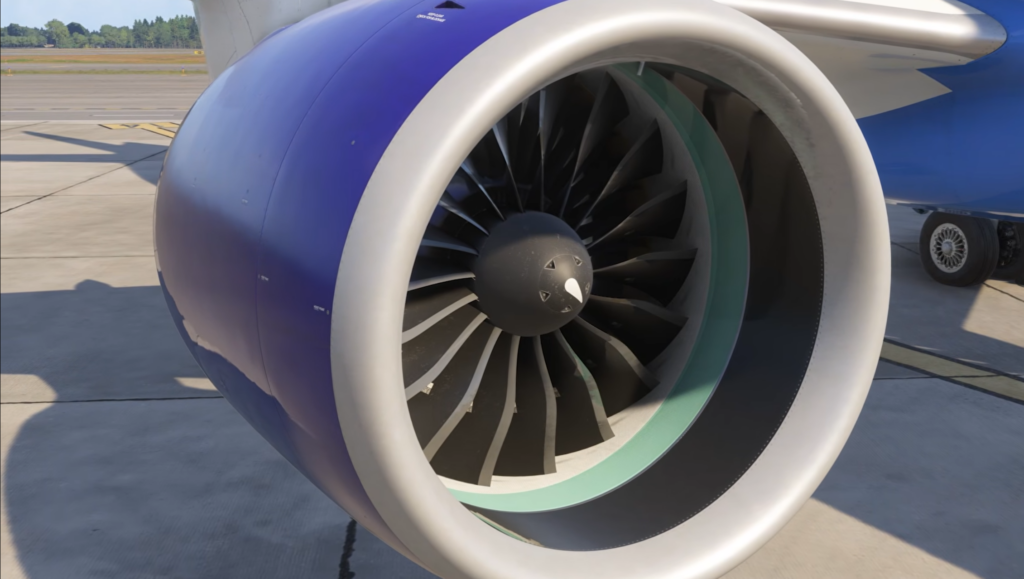 Moteur Pratt & Whitney PW1500G sur le Synaptic A220-300 aux couleurs de Breeze Airways.
